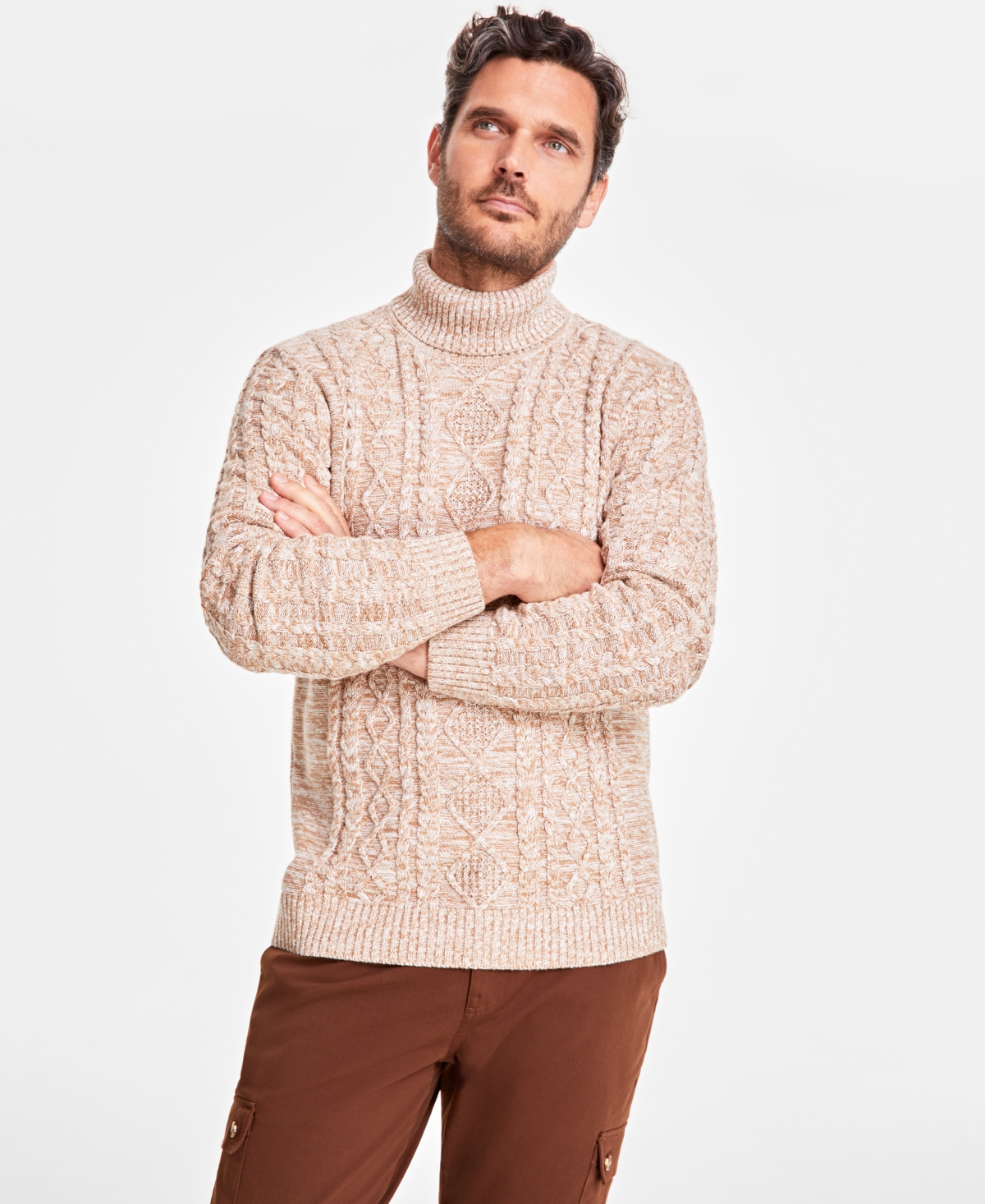 Men's Chunky Turtleneck Sweater, Created for Macy's - Moca