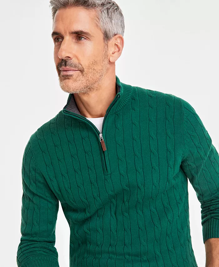 Men's Cable Knit Quarter-Zip Sweater - thumbnail 6