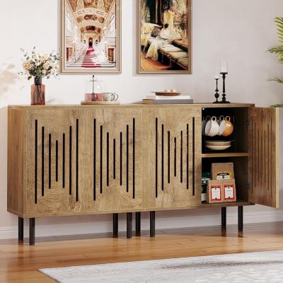 Sideboard Buffet with Storage, 59" Buffet Sideboard Cabinet with Adjustable Shelves