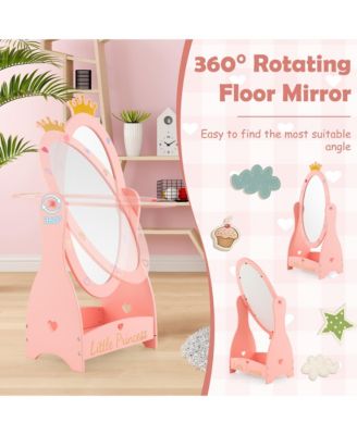 Kids Full Length Mirror Free-Standing 360° Dressing Wooden Princess
