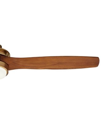 52" Windspun Indoor Ceiling Fan 3 Blade LED Light Remote Control Soft Brass Finish Motor Walnut Finish Wood Blades