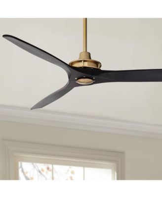52" Windspun Indoor Ceiling Fan 3 Blade Remote Control Soft Brass Finish Motor Matte Black Finish Wood Blades Bedroom