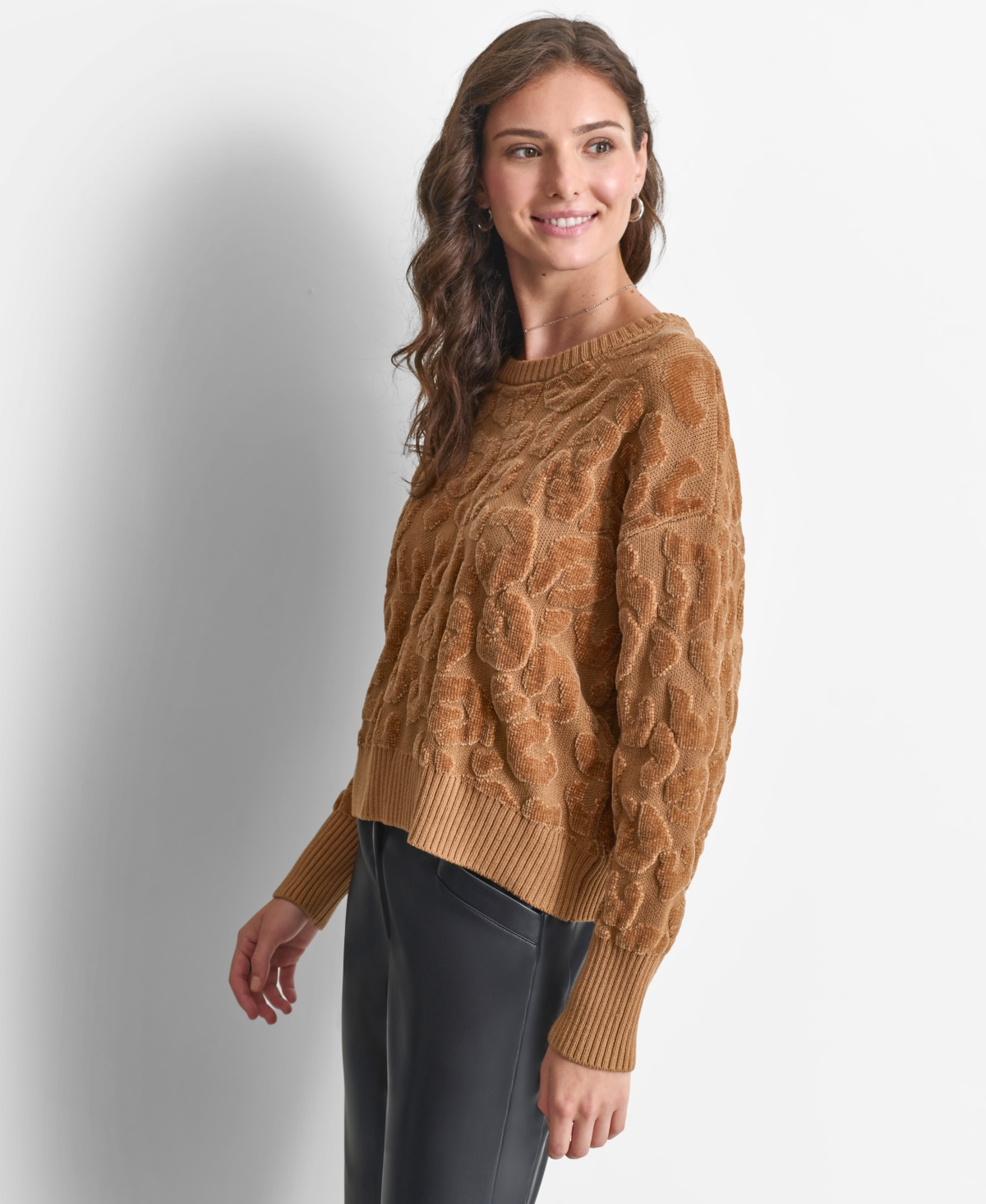 Dkny Women's Round-Neck Animal Chenille Sweater