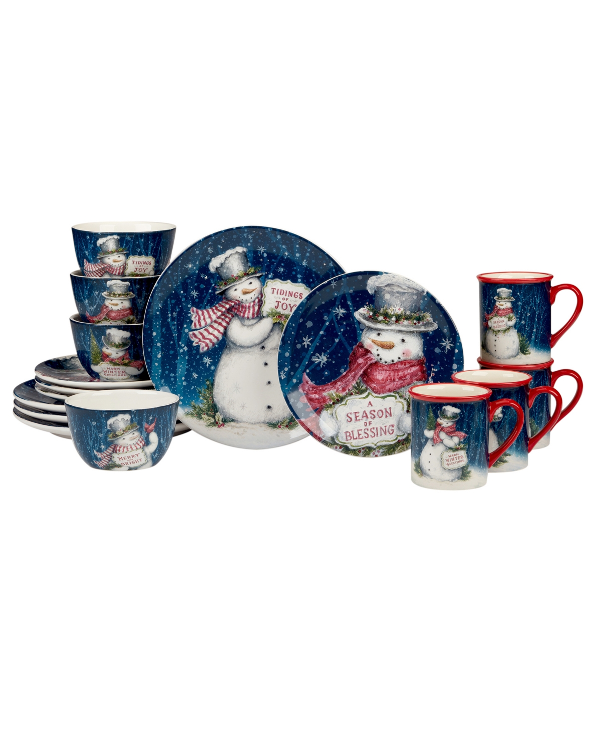 Snowman Greetings 16 Pc. Dinnerware Set, Service for 4 - Multi