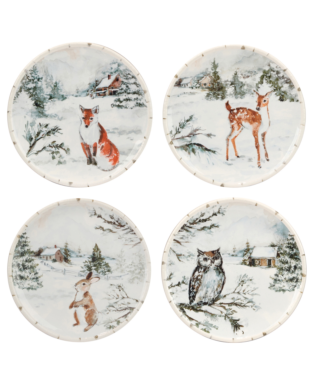 Winter's Frost Dessert Plates, Set of 4 - Multi