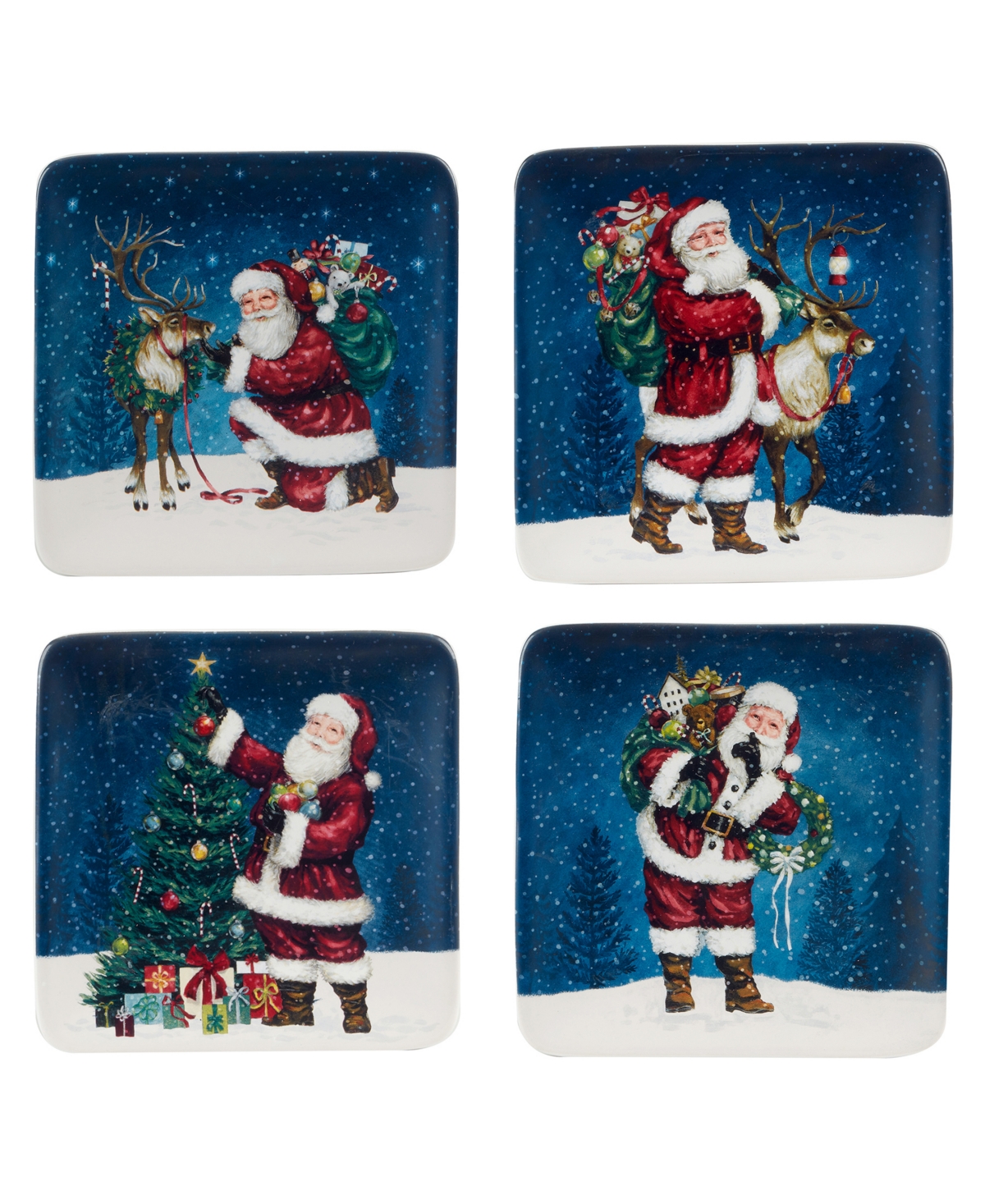Santa's Secret Canape Plates, Set of 4 - Multi