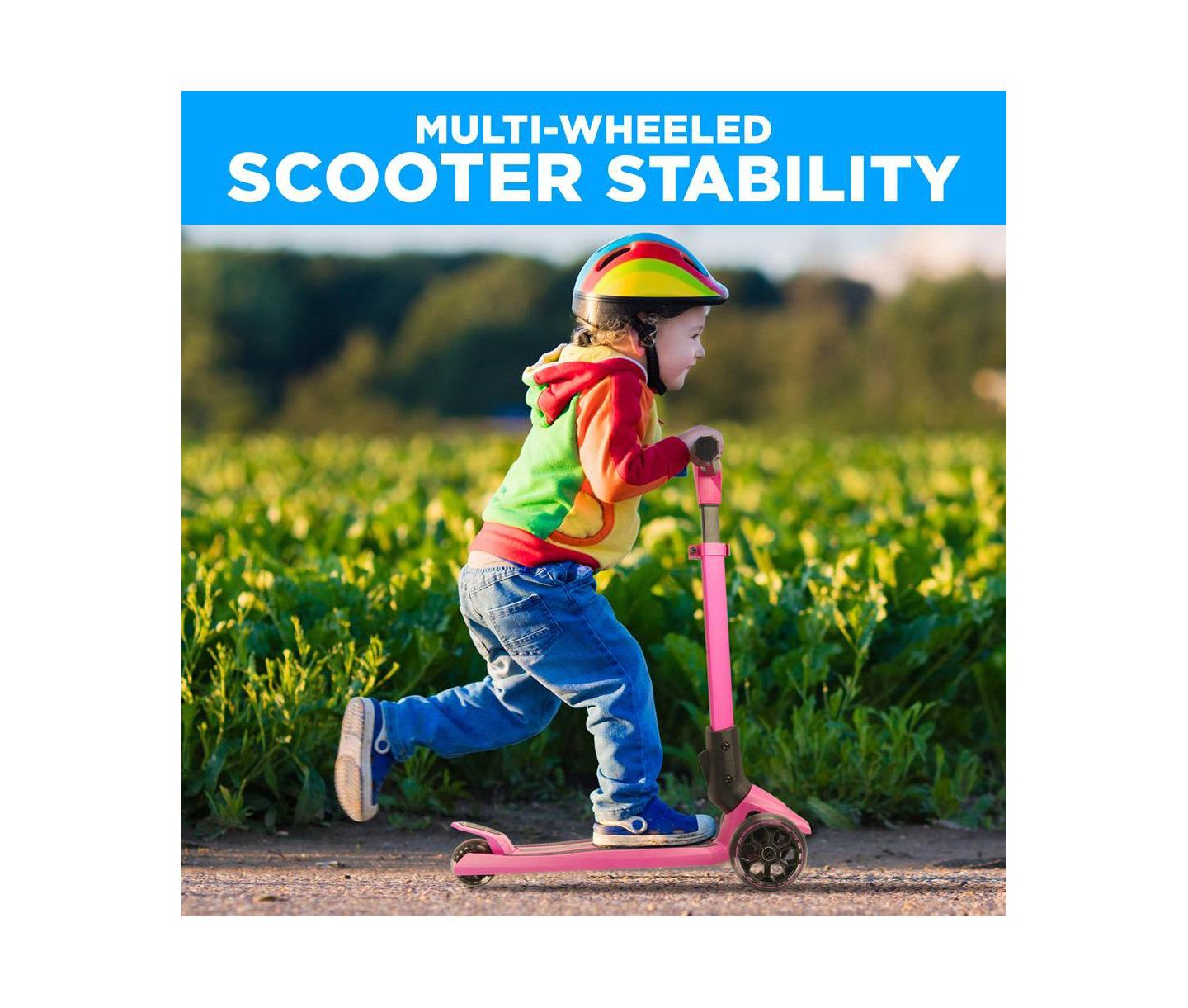 Детская игрушка Hurtle 3-Wheel Foldable Kids Scooter - Child Toy Scooter with Built-in LED Wheel Lights, Easy Maneuvering Lean-to-Steer Technology — фото 2