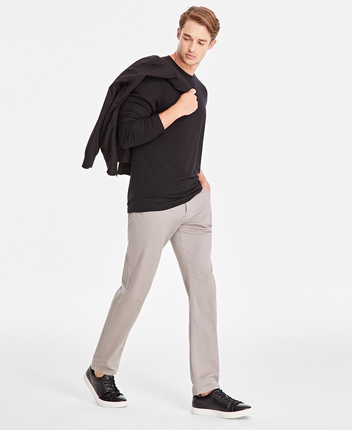 Alfani Alfatech Long Sleeve Crewneck T-Shirt, Created for Macy's - Macy's