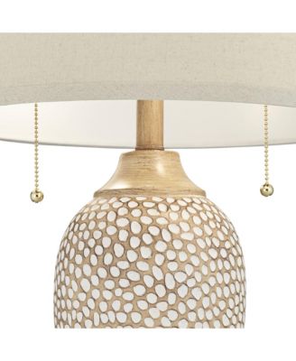 Cody Rustic Farmhouse Table Lamps 24 1/2" High Set of 2 Beige Textured Pebble Drum Shade for Bedroom Living Room Bedside Nightstand House