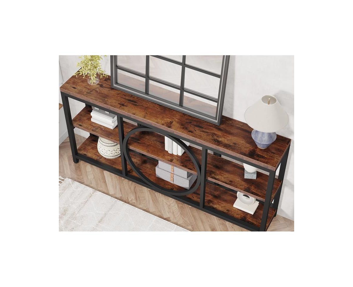 Tribesigns Extra Long Console Table, 70.9 inch Narrow Sofa Tables with 3 Tier Wood Storage Shelves