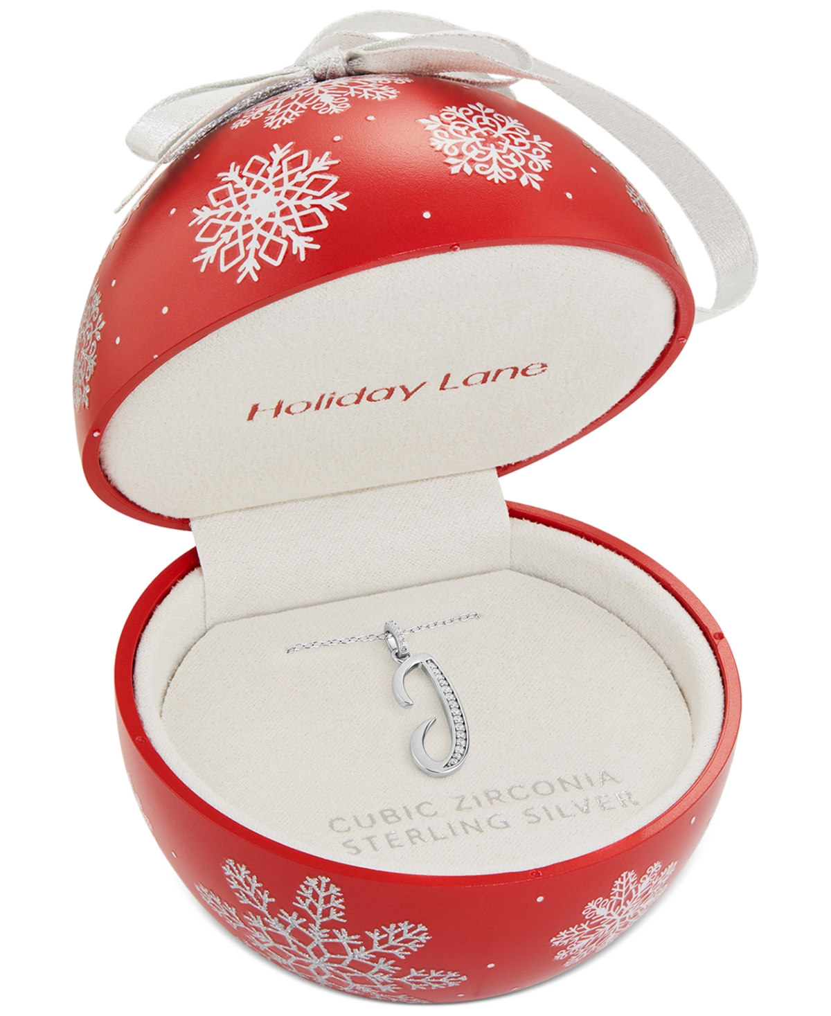 Holiday Lane Cubic Zirconia Initial Pendant Necklace in 18k Gold-Plated Sterling Silver, Created for Macy's (Also available in Sterling Silver) - J /