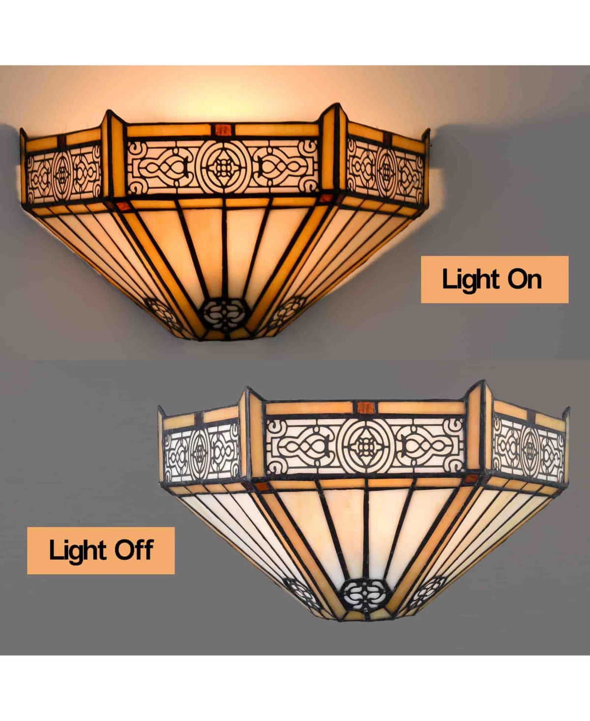 Moose Tiffany Wall Light Fixture Wide Stained Glass Sconce - Multi-colored