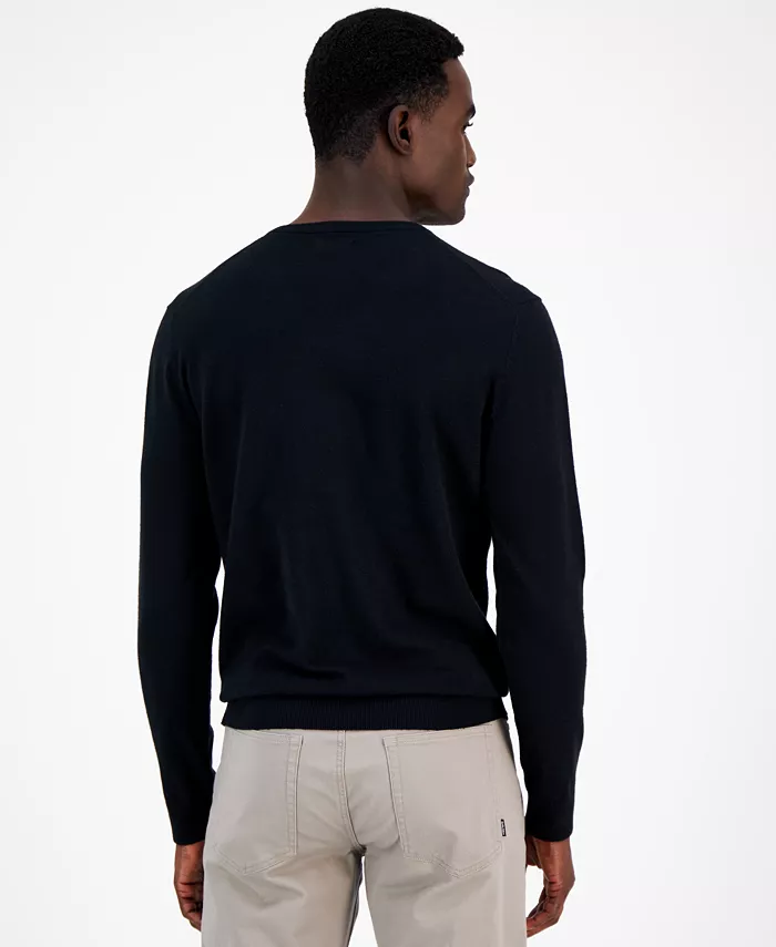 Men's Solid V-Neck Cotton Sweater - thumbnail 2