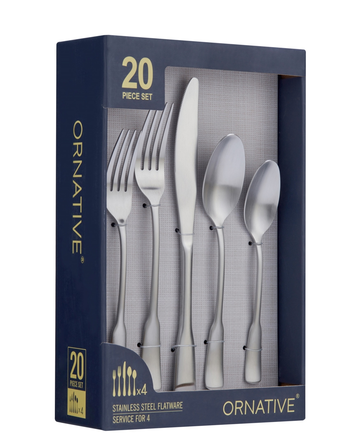 Ornative Yesenia Satin Service For 4 20 Piece Flatware Set In Silver