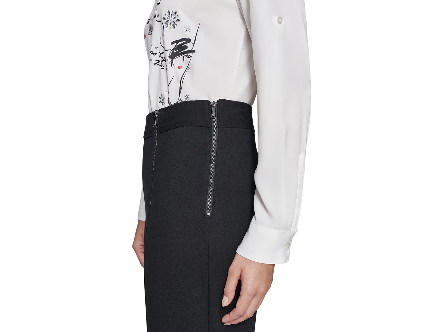 Женские брюки KARL LAGERFELD PARIS Faux-Zipper Mid-Rise Straight-Leg Ponte, цвет: Чёрный — фото 6