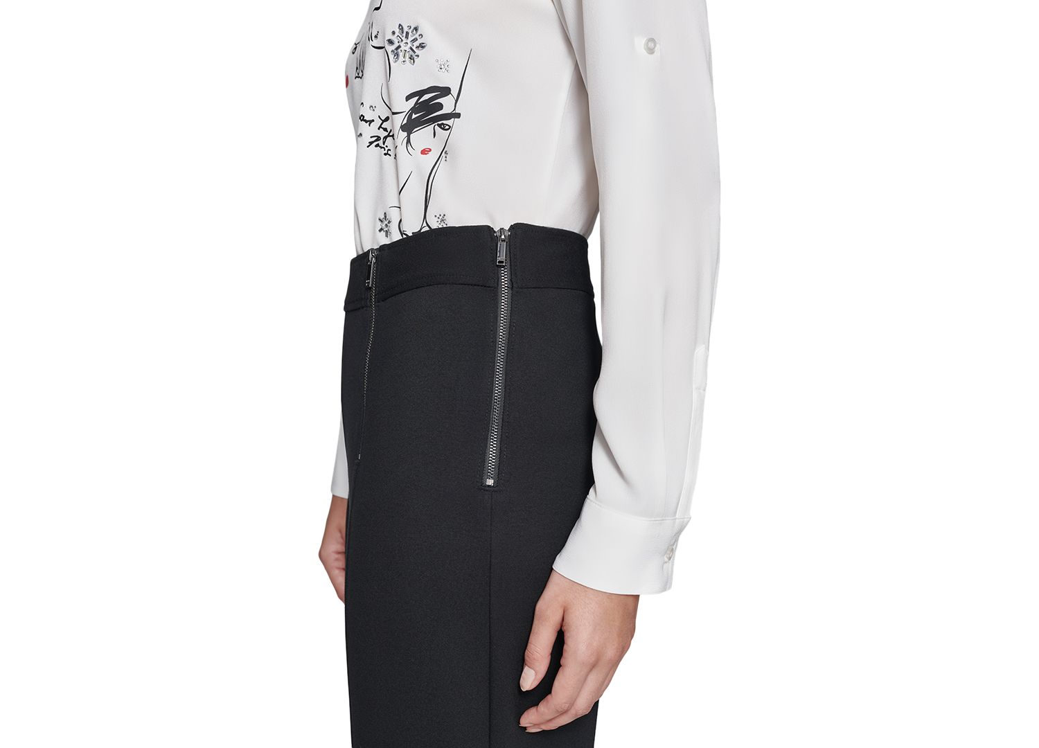 Faux-Zipper Mid-Rise Straight-Leg Ponte Pants