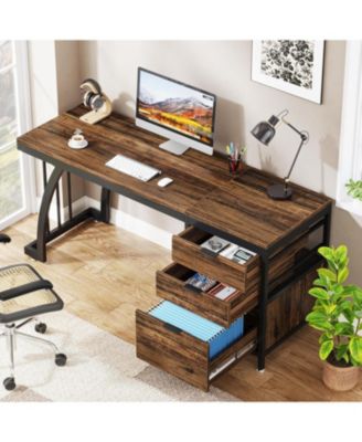 Computer Desk with Reversible Drawers, 59-Inch PC Desk for Home Office