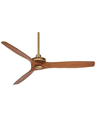 52" Windspun Modern Indoor Ceiling Fan 3 Blade Remote Control Brass Finish Motor Walnut Finish Wood Blades Bedroom