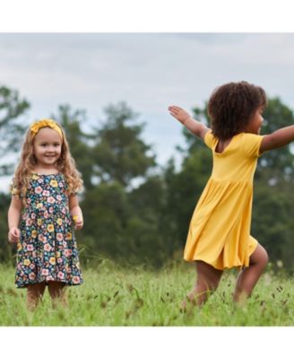 Baby Girls Midnight Floral Short Sleeve Twirl Dress