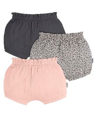 Baby Girls Gauze Bubble Shorts, 3-Pack
