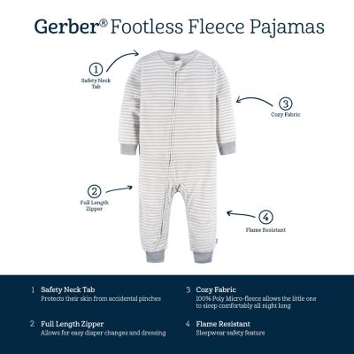 Baby Boys Footless Fleece Pajamas, 3-Pack