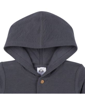 Baby Boys Hooded Romper, Charcoal