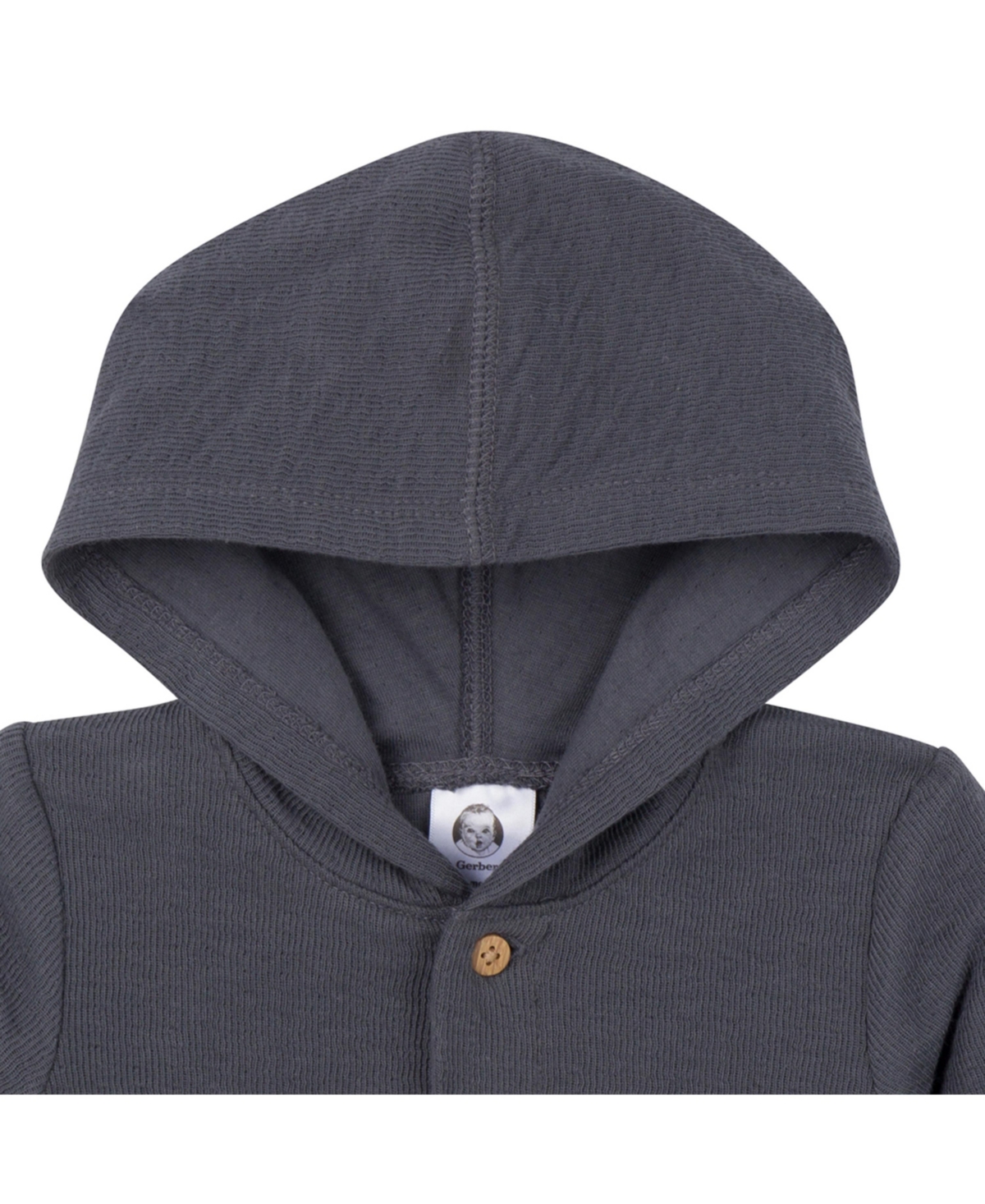 Gerber Baby Boys Hooded Romper,- Charcoal