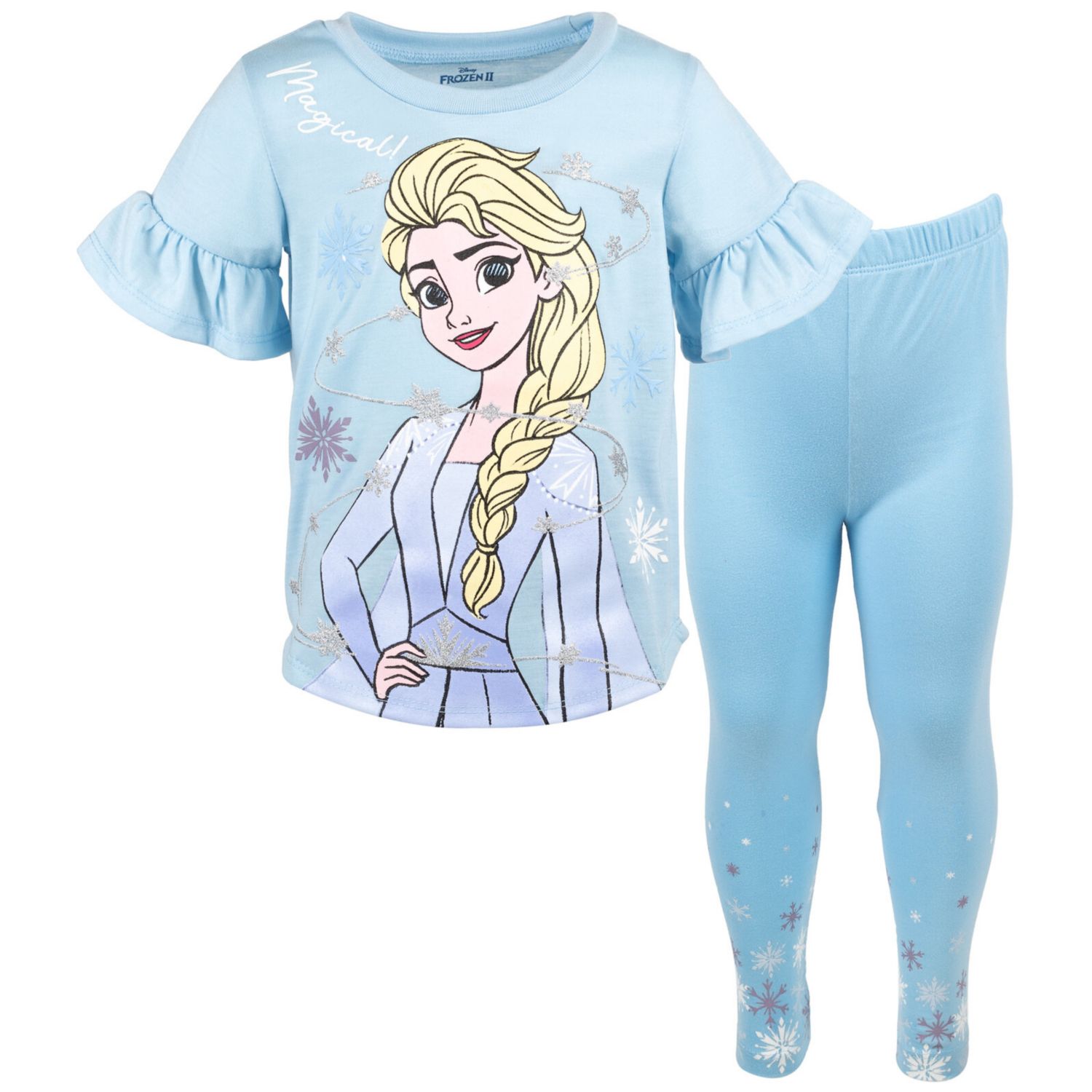Girls Princess Moana Mermaid Floral T-Shirt and Leggings Outfit Set to