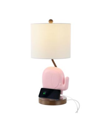 Ellie 20.25" Bohemian Designer Iron/Resin Elephant LED Kids' Table Lamp with Phone Stand and USB Charging Port