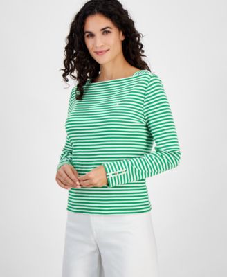 Nautica Jeans - Women's Cotton Striped Boat-Neck Top