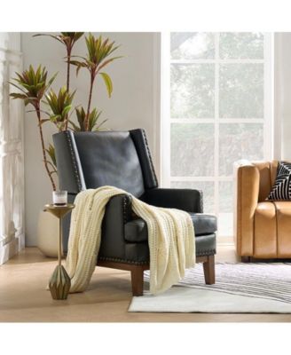 Regina Genuine Leather Arm Chair with Solid Wood Frame