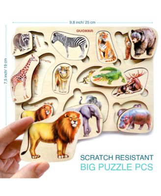 3xSET Wooden Montessori Puzzles for Toddlers 1-3 – Learning Realistic Animals