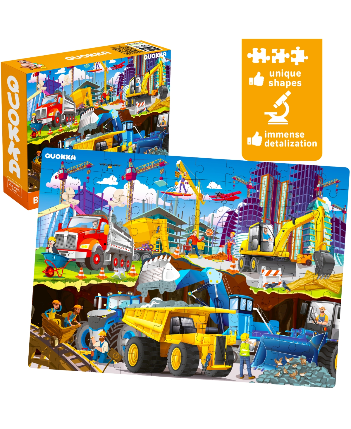 Quokka 3x100 Piece Floor Jigsaw Puzzles for Kids Ages 4-6 - constructions  animals