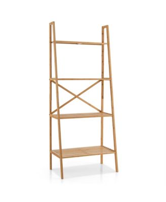 4-Tier Bamboo Ladder Bookshelf 58'' Display Shelf Storage Rack Plant Flower Stand