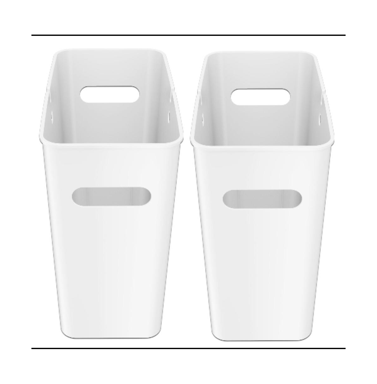 SlimGiant Plastic Wastebasket with Handles 4.2 Gallon Set of 2 - Brown