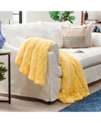 Premium Fuzzy Faux Fur Microfiber Polyester Reversible Throw Blanket, Throw