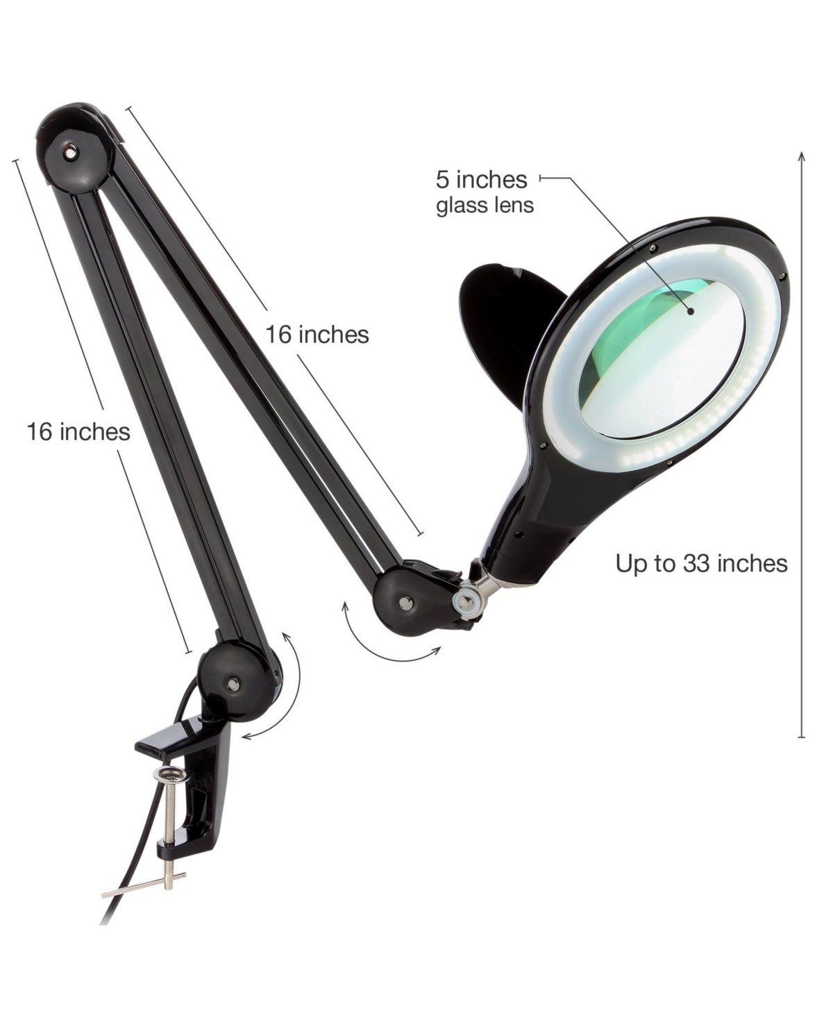 Brightech Lightview Pro Led Screw Clamp Magnifier Desk Lamp - (2.25x) 5 Diopter