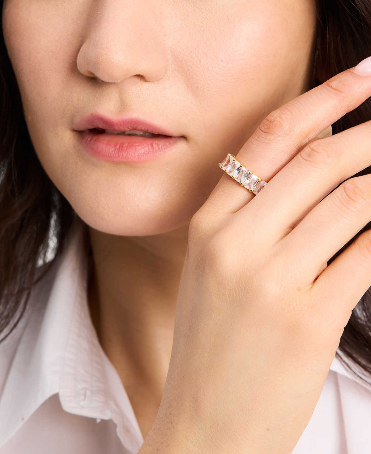 Kate Spade New York Gold-Tone Baguette Cubic Zirconia Eternity Band Ring - Clear