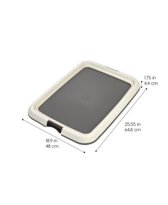 Pad Holder, Fits 17"x24" or Larger, Medium, Puppy Dog Pad Hoder, Secured Latches, Non-Skid Rubber Feet, High Polish Finish for Easy Cleaning, Leak Protection, Tray, Dark Gray