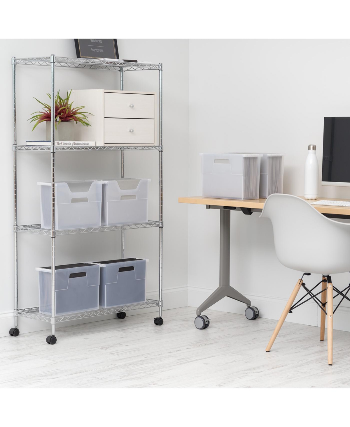 Iris Usa Medium Portable Desktop File Box with Open Lid, 6 Pack, Side Handles, Hanging File Folders, Tabs & Inserts, Letter Size, Magazines, Newspaper