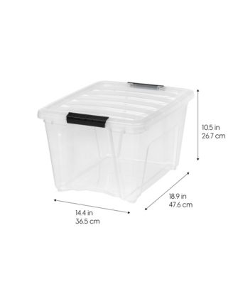 6 Pack 32qt Clear View Plastic Storage Bin with Lid and Secure Latching Buckles