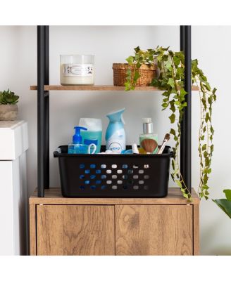 6 Pack Shelf Storage Basket Organizer for Pantries, Black