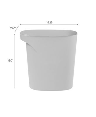 IRIS 6 Gallon Plastic Trash-Can for Bathroom-Kitchen-Bedroom, Gray, Set of 3