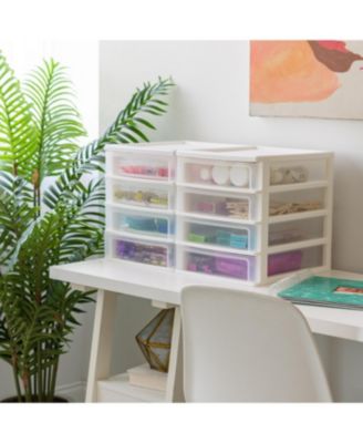 USA 2Pack 4 Drawers Plastic Clear View Desktop Storage Organizer