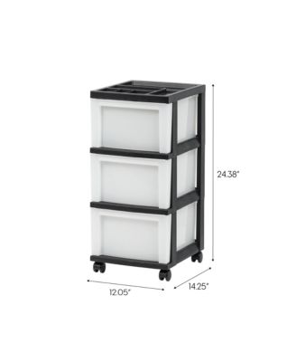 3 Drawer Rolling Storage Cart with Organizer Top, Black