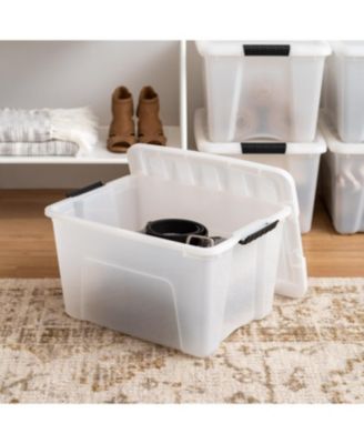 IRIS 4 Pack 40qt Plastic Storage Bin with Lid and Secure Latching Buckles, Pearl