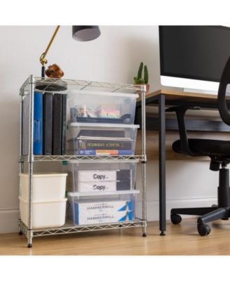 12 Qt. Large Deep Clip Box, 4 Pack, Clear Plastic Storage Container Bins with Latching Lids, Organizer Solution for Home, Office and Classroom, Stackable Nestable, Seafoam Blue Buckles