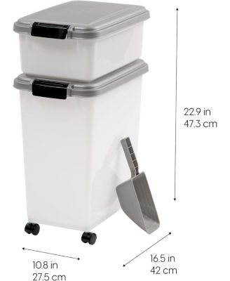 3-Piece 45 Qt WeatherPro Airtight Pet Food Storage Container Combo with Scoop