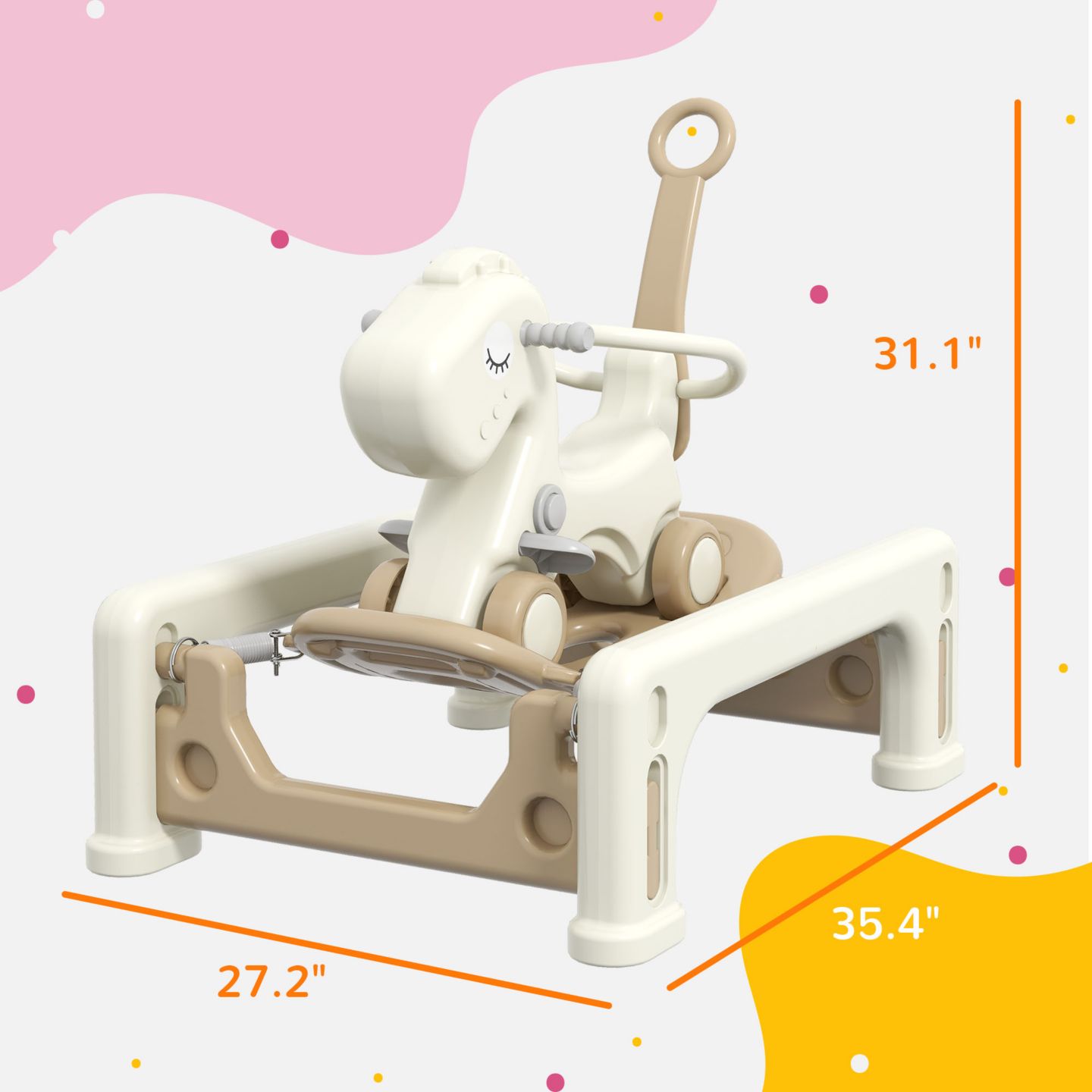 Детская игрушка Qaba 5 in 1 Rocking Horse Spring Ride-On, 35.4" L x 27.2" W x 31.1" H, Ages 1-6 Years — фото 3