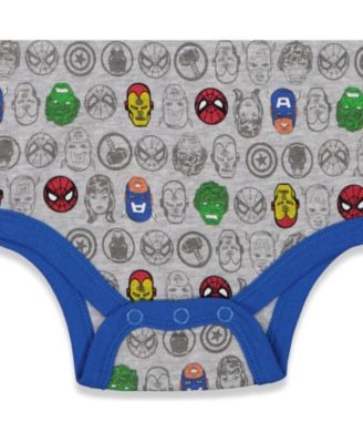 Baby Boys Captain America The Hulk iron Man Spider Man 5 Pack Bodysuits Newborn to